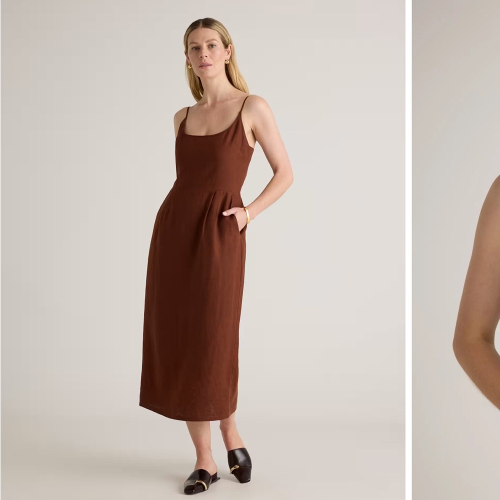 NWT 100% European Linen Scoop Neck Midi Dress